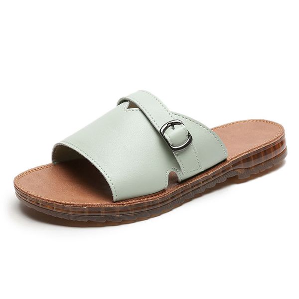 

the new summer sandals for fashion ladies in 2020 are flip-flops for women to wear round head korean version of buckle and open-toe flat san, Black