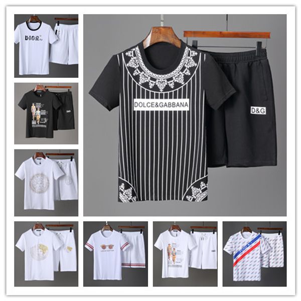 

2019 summer men set short sleeve t shirts two piece + shorts suit sportswear set men's clothing sets male men's tracksuit, Gray