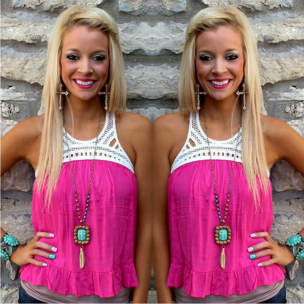 

fashion women summer vest patchwork sleeveless shirt casual tank t-shirt, White