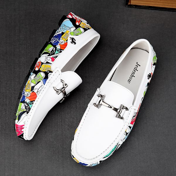 

2019 new qulity handmade loafers mens dress shoes original box casual shoe genuine leather tap dance men's size 38-44 with box, Black
