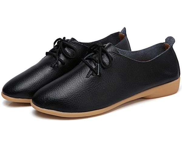 

women's shoes leather non-slip soft bottom women flats casual shoes 1292, Black