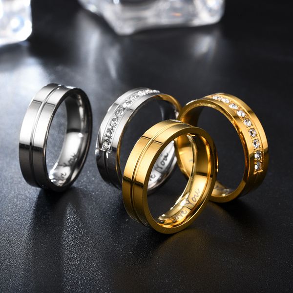 Ich liebe dich Diamant-Ring-Band Groove Verlobungsringe für Frauen Männer Hochzeitsschmuck wird und sandig