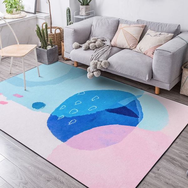 

modern blue pink watercolor pattern rugs and carpets for home living room bedroom kids room floor mats nordic design carpets