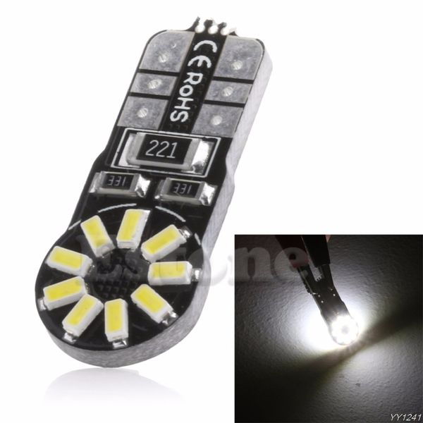 

1pc dc 12v t10 w5w 3014 smd 18 led canbus car wedge side light bulb lamp white