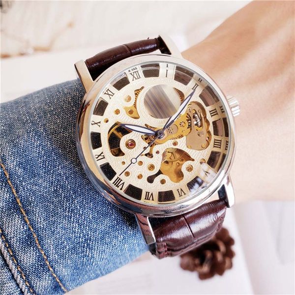 

мужские многофункциональные автоматические механические часы из нержавеющей стали роскошные часы отдыха точность точность топ марки износост, Slivery;brown