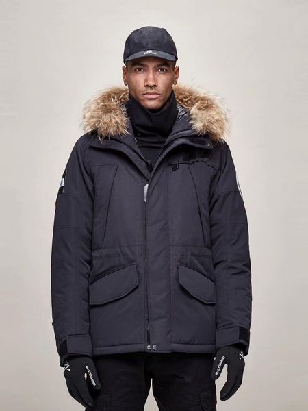 

с капюшоном мех вниз пальто 2020 antarctica brand winter мужчины открытый матовый пуховик повседневный теплые куртки ветровки, Black;brown