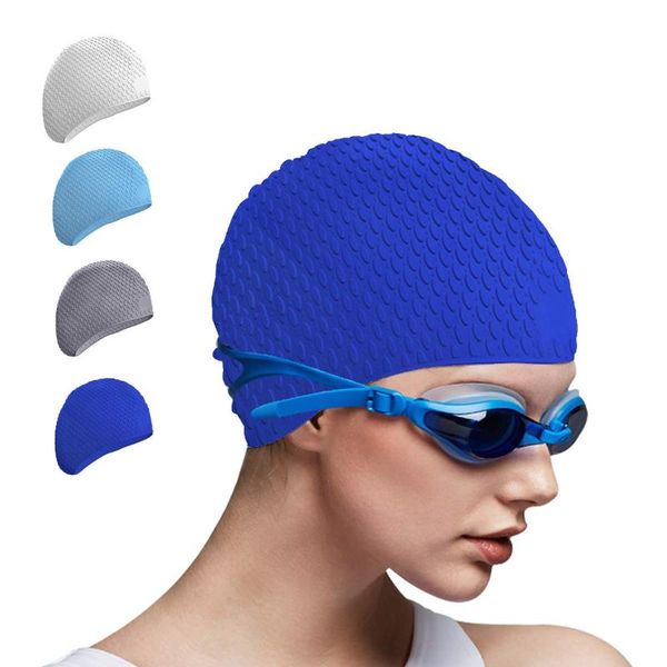 

goggles swimming glasses swim caps set silicone long hair women large hat men natacion diving equipment for adults children