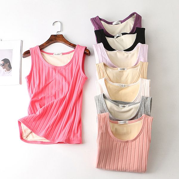 

new solid velvet yoga shirt tank 2020 autumn winter women tank warm velvet slim sleeveless running shirts jogging vest, White;red