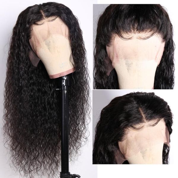 

pre plucked 13x4 lace front 150 density water wet and wavy human hair lace wigs with baby hair brazilian virgin water lace wig, Black;brown