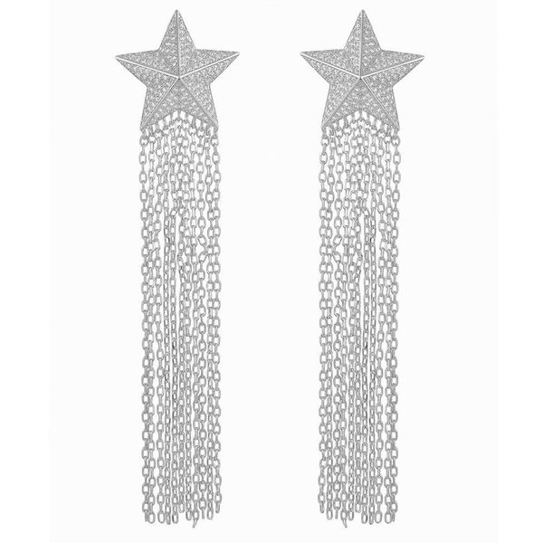 

godki 92mm meter star tassel drops trendy cubic zirconia women wedding party engagement dressing up earring jewelry addiction j190522