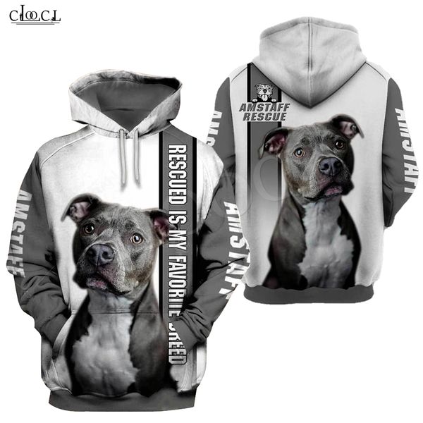 

fashion animal rescue amstaff dog hoodie men women 3d full printed cute pet dog designs casual hooded coat, Black