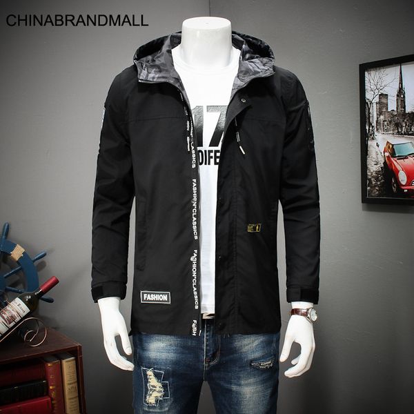 

season men plus fat plus size long fund with cap windbreaker young men leisure coat jacket shirt, Black;brown