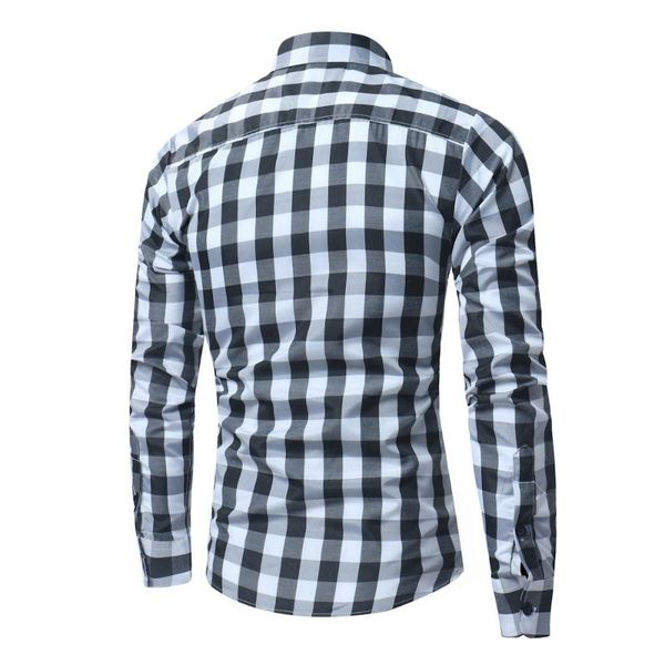 

shirt new streetwear male shirt plaid street dress slim smart casual solid british style men hombre autumn youth fashion, White;black