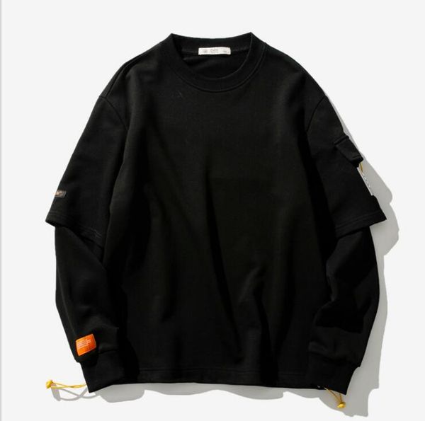 

zng 2020 new men hip style solid color o neck hoodies sweatshirts autumn winter basic oversized hoodies ing, Black