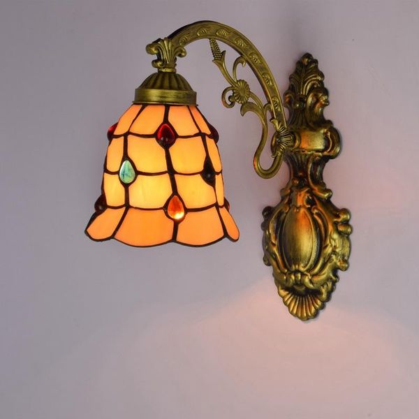 

european-style art wall lamps bedroom bedside lamp tiffany retro living room aisle corridor creative light decoration