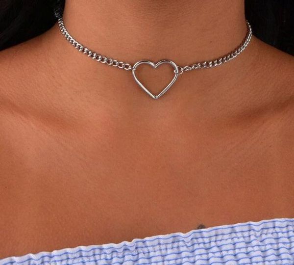 

nk218 полые сердца колье ожерелья для женщин ключицы колье заявление ожерелье ошейники сердце лакомство кулон ожерелье подарок, Silver