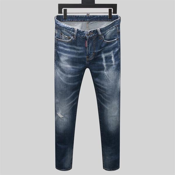

new mens skinny jeans casual hole jeans denim knee hole hiphop pants washed and low price ing, Blue