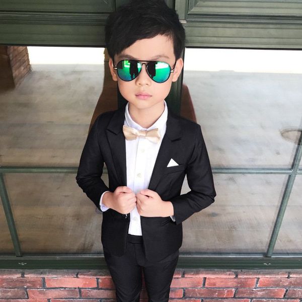 

new baby boy suit for wedding piano party teenage boys cotton solid blazer+pant 2pcs sets kids boys suits formal clothing y187, White