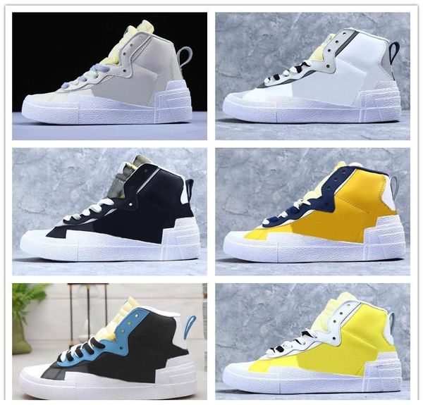 

new releases blazer mid x sacai running shoes for men and women sports shoes sneaker size us 5.5- 11, Black