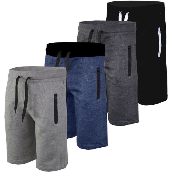 

summer mens sports shorts solid color loose half knee length short athletic gym shorts, White;black