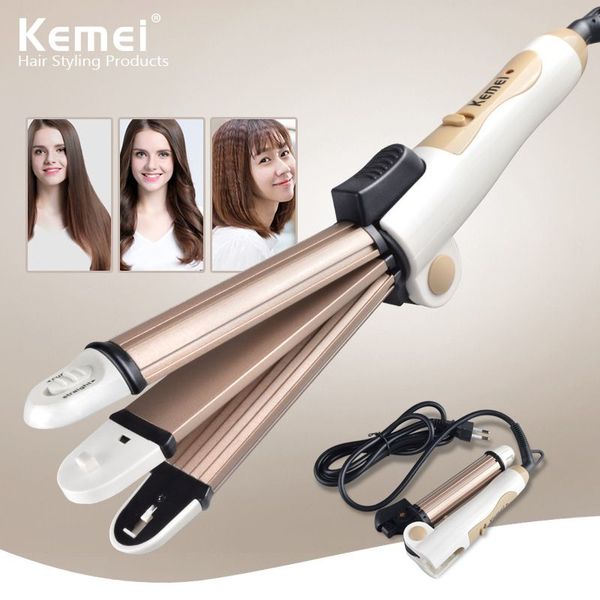 

kemei km-8851 mini carry foldable hair straightener curler corn ing