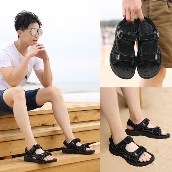 

2019 summer viet nam sandals outdoor casual men's sandals foot covering p, Black