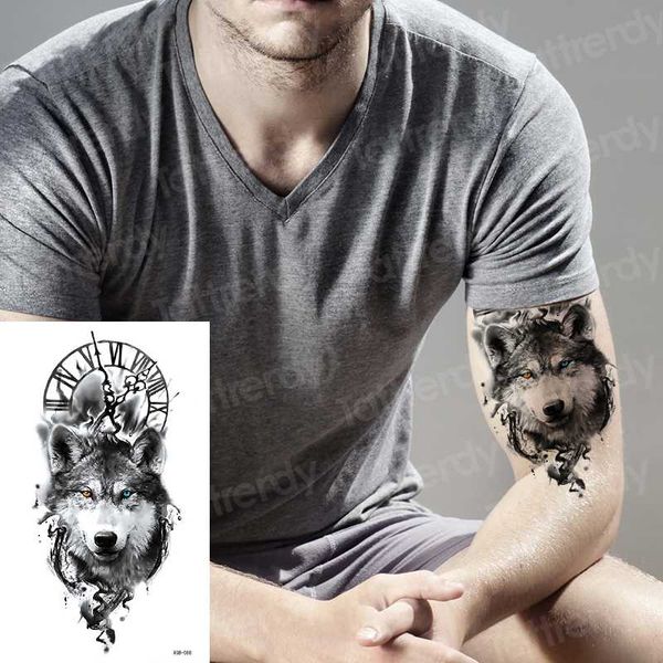 

wolf temporary tattoo sticker clock orange flash tattoos lion compass body art arm fake tatoo women men leg tattoo sleeve cool