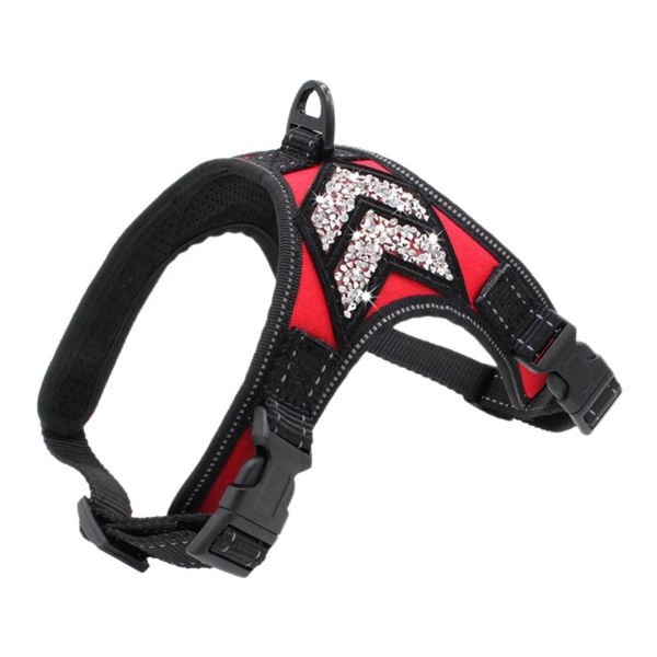 

dogs harnesses vest bling rhinestone reflective dog harness nylon for pitbull pug small medium dog accessories