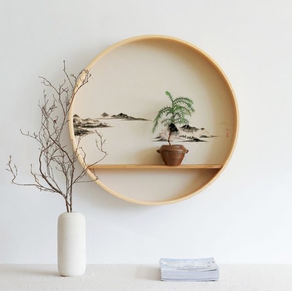 

round ornaments new chinese porch wall decoration tea room zen hanging creative rack