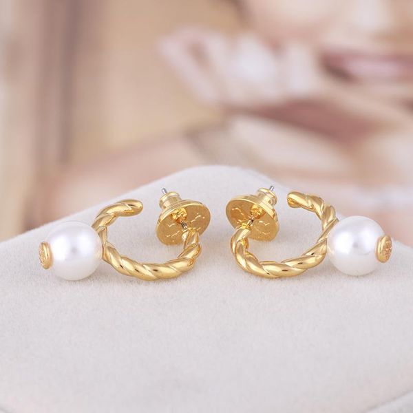 

new arrival white pearl beads in 1.0cm hoop earring 18k gold plated women jewelry ps5676
