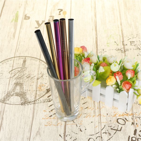 

colorful metal straw stainless steel reusable drinking straw diameter titanium polychromatic mixing tube party bar accessories
