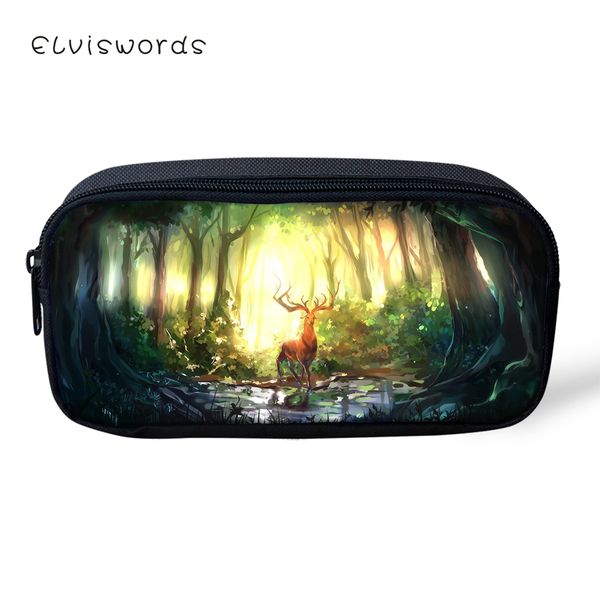 

elviswords kids pencil case fantasy deer pattern students stationery box fashion children's school pen bag girls cute beautician