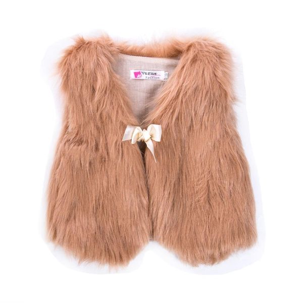 

new toddler baby girls kids winter faux fur vest waistcoat sleeveless solid bowknot belt warm coat outwear warm jacket, Blue