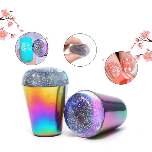 4cm Lazer Aurora Stamper Baş Transferi Temizle Silikon Jelly Nail Art Mühür Damgalama Şablon Baskı DIY Nail Design Tools 3d