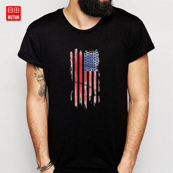 

faded american flag t shirt, White;black