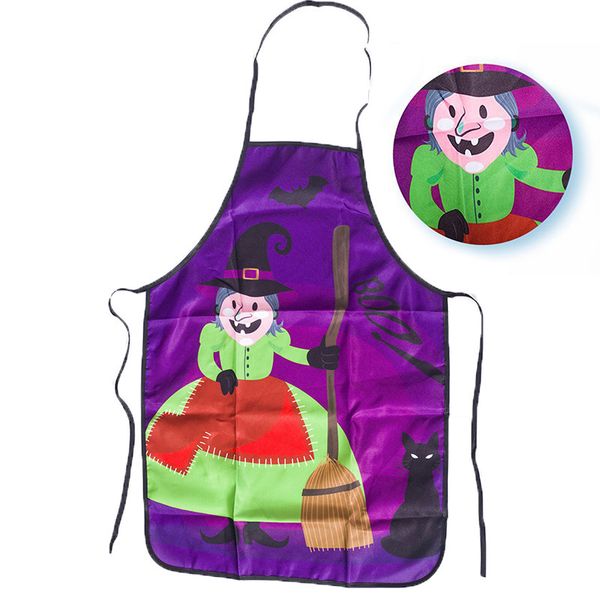 

halloween skeleton printed apron kitchen chef cook costume party props decor kit