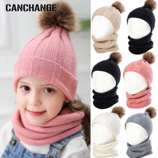 

pompom hat winter kid hats skullies beanies child warm elasticity knit beanie hats children bonnet boy girl solid color, Yellow