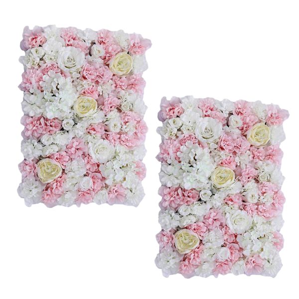 

2 pieces silk artificial flower wall panel wedding venue shop window decor pink