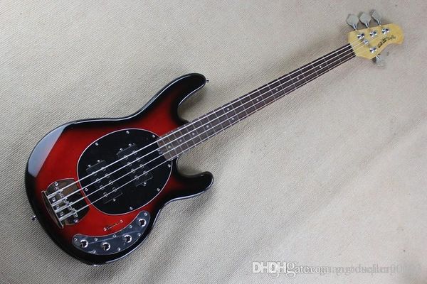 

wholesale music man stingray 4 strings red electric bass guitar with 9v battery active pickups