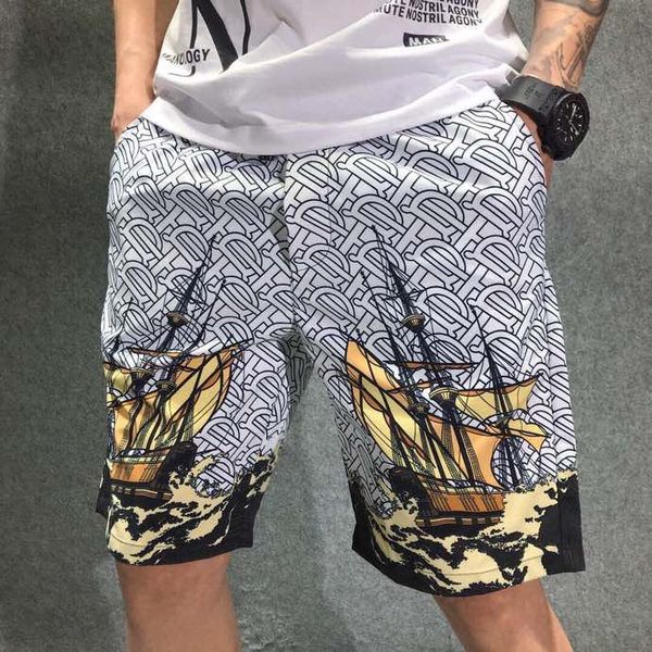 

luxury summer shorts brand mens beach pants with shark shorts camouflage fashion designer pants letters knee length loose pant m-4xl, White;black