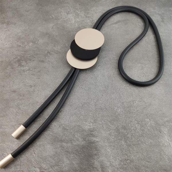 

simple retro charm round aluminum chain foam long necklace big collar black rubber women jewelry gifts, Silver