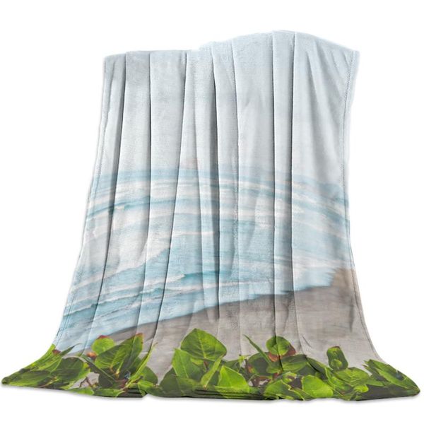 

побережье океана небо зеленые листья декорация throw одеяло мягкие удобные бархатные плюшевые одеяло теплый sheets диван-кровать