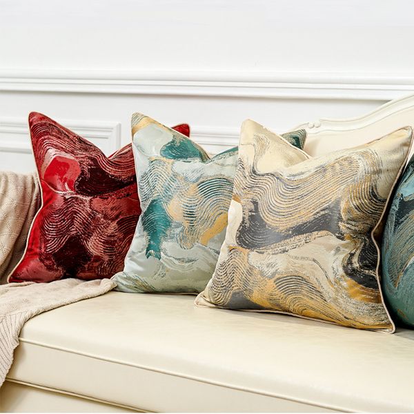 Luxury Modern Design Stripe Silk Jacquard Cushion Cover Pillow