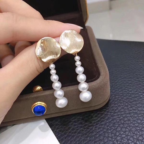 

серьги из белого жемчуга южного моря ручной работы, Golden;silver