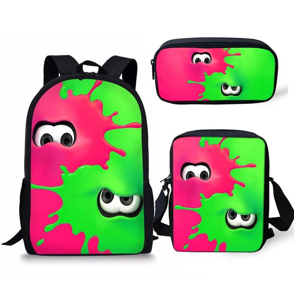 

game splatoon 2 students school backpack set/3pcs for boy girl cartoon colorful bookbag kids notebook satchel daypack dropship