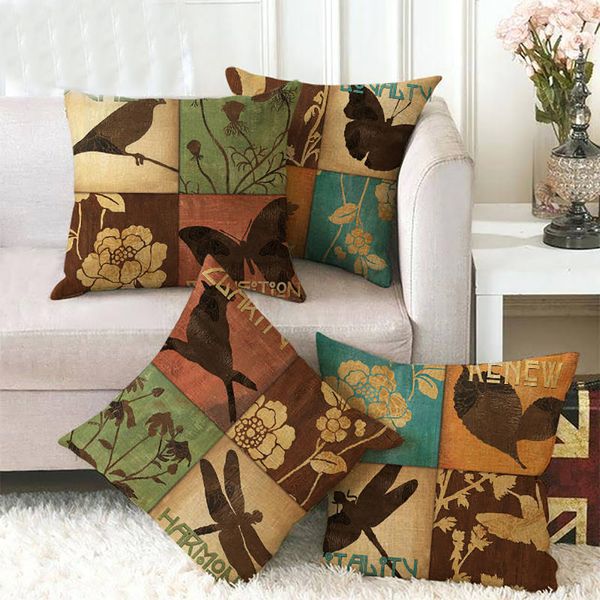 

lychee insects printed cushion case 45x45cm colorful flax cushion cover for bedroom home office