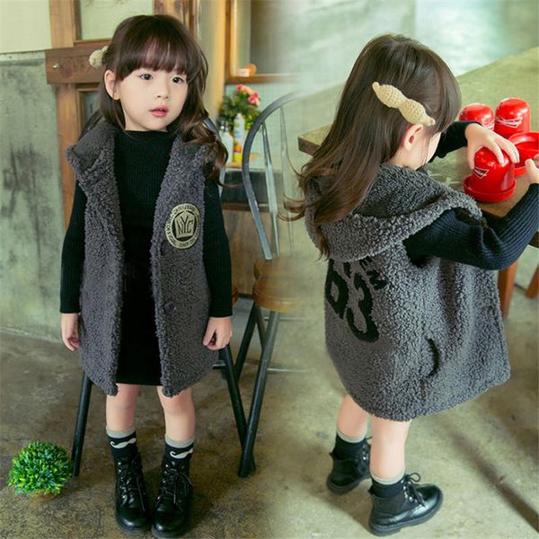

girls outerwear autumn winter kids casual thick velvet vest for girls children clothing faux fur waistcoats coats, Blue