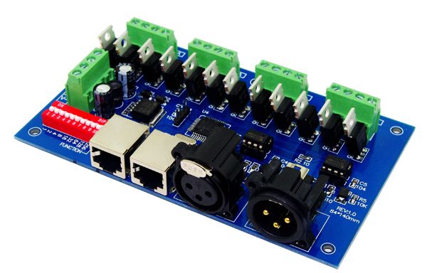 12CH Easy dmx512 Controller-Decoder 4 Gruppen RGB-Ausgang mit XLR RJ45 pro Kanal Max. 3A Für Modul 12-24V LED-Streifenlicht