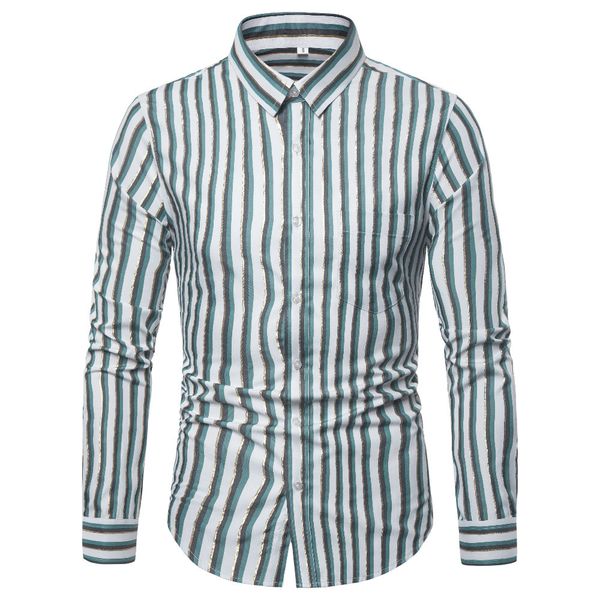 

men's casual shirt slim fit men's casual button down vertical stripe shirt long sleeve formal dress shirts men male clothing, White;black