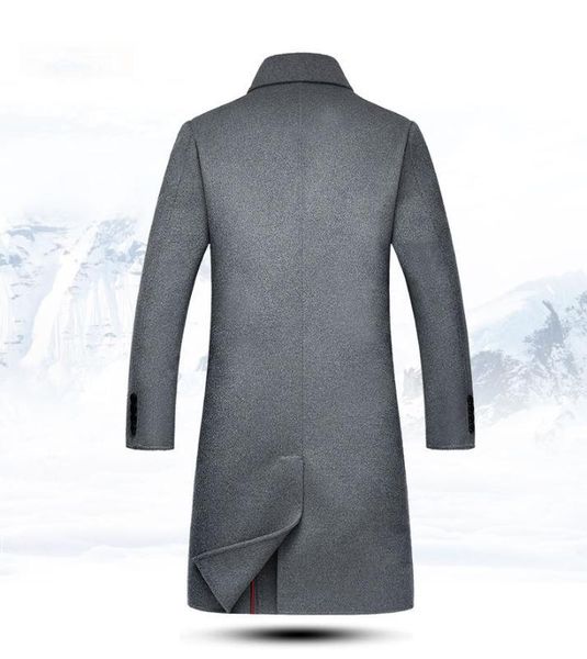 

autumn winter 2020 new brand double breasted long wool coat men long sleeve windbreakers for men overcaot abrigo hombre, Black